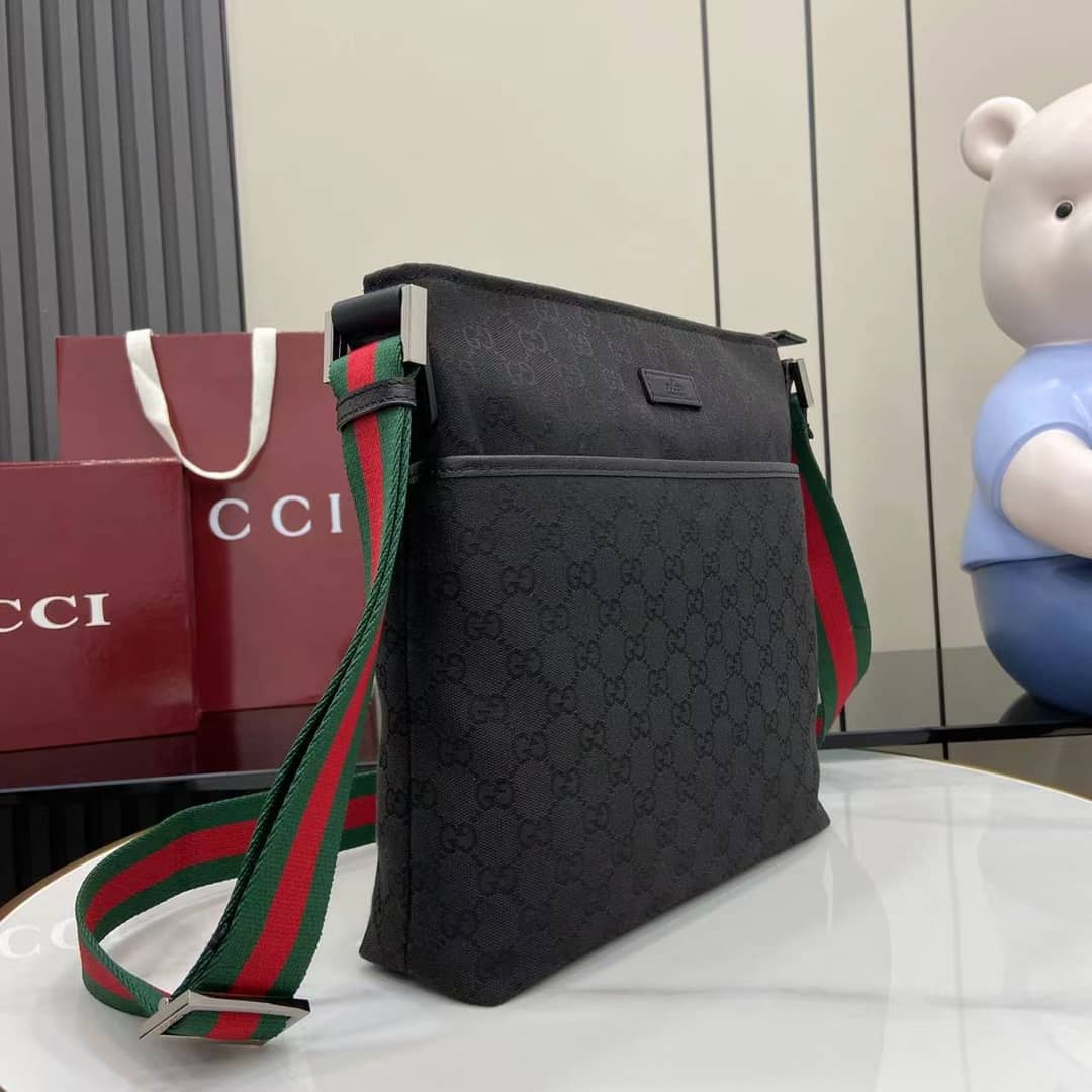 Gucci Mens GG Canvas Black Messenger Bag 189751_2_160968 Gucci Mens GG Canvas Black Messenger Bag 189751