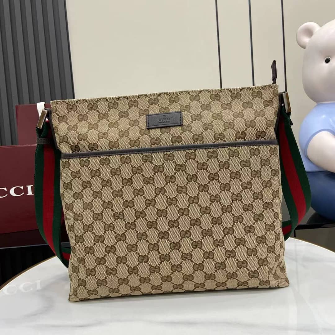 Gucci Mens GG Medium Beige Messenger Bag 189751_10_160978 Gucci Mens GG Medium Beige Messenger Bag 189751