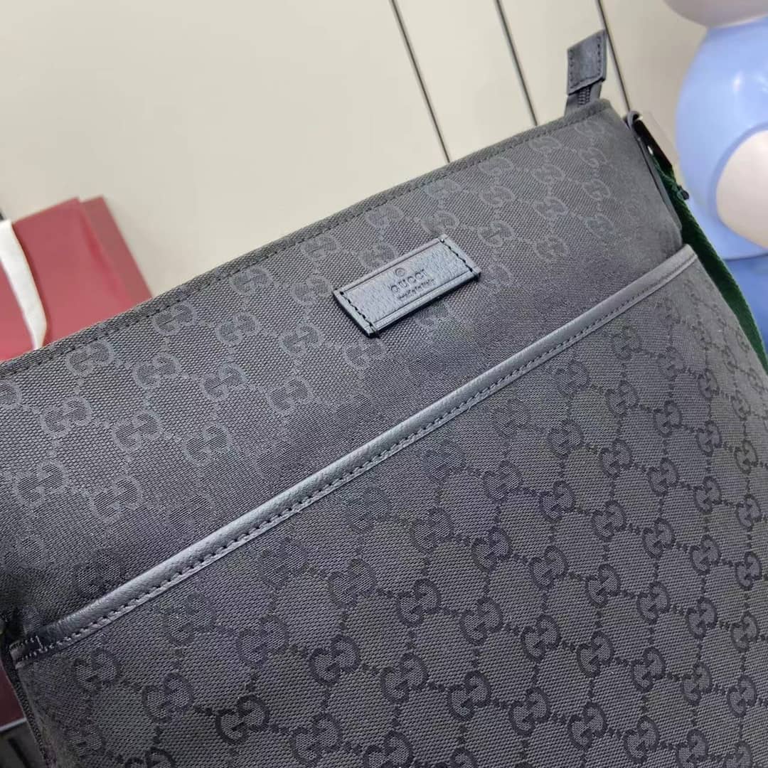 Gucci Mens GG Medium Black Messenger Bag 189751_4_160988 Gucci Mens GG Medium Black Messenger Bag 189751