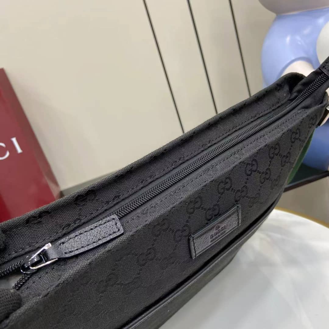 Gucci Mens GG Medium Black Messenger Bag 189751_6_160988 Gucci Mens GG Medium Black Messenger Bag 189751