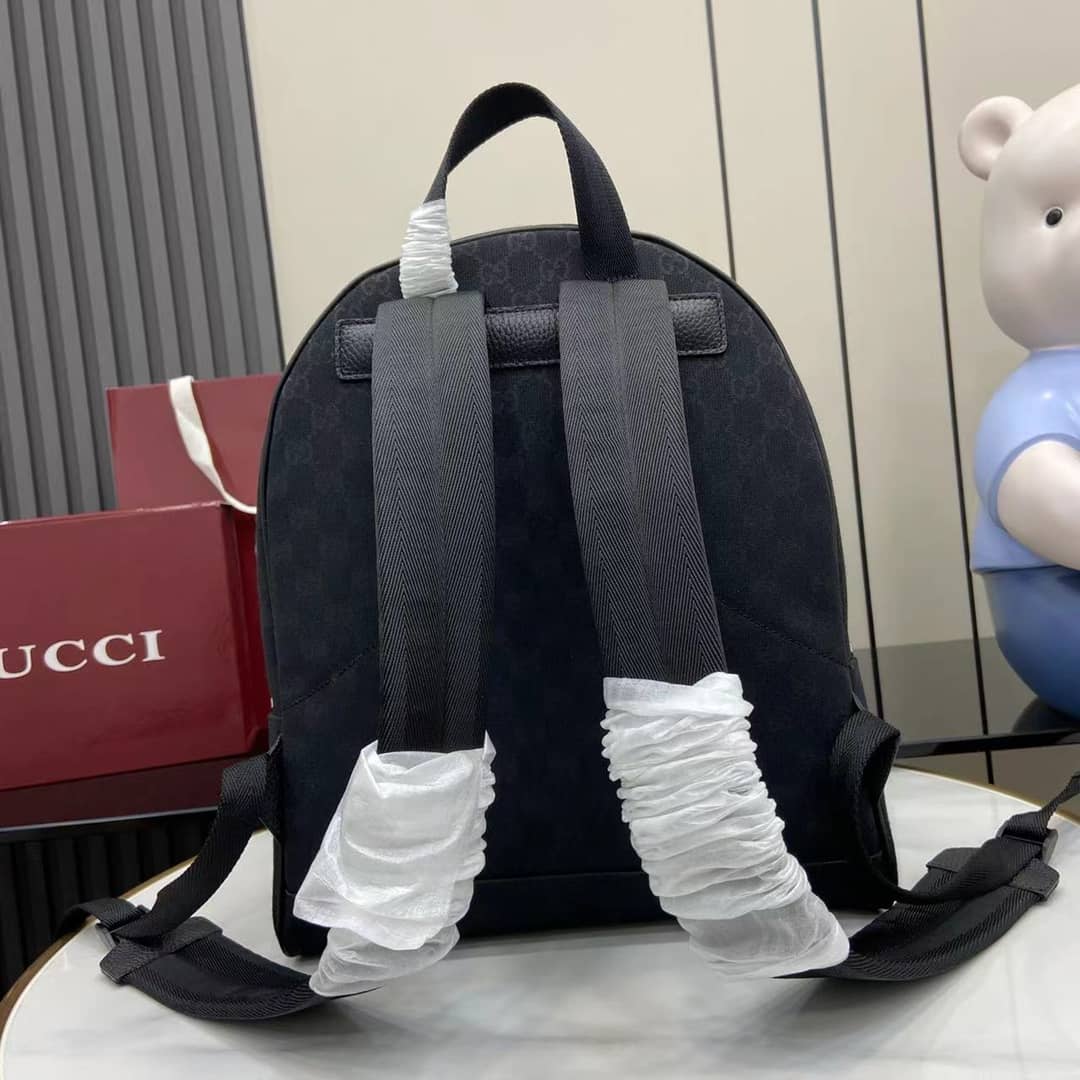 Gucci GG Canvas Medium Black Backpack 449906_1_161008 Gucci GG Canvas Medium Black Backpack 449906