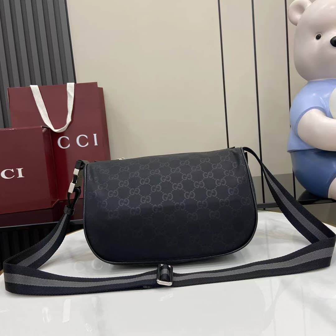 Gucci Mens GG Small Black Shoulder Bag 449182_1_161018 Gucci Mens GG Small Black Shoulder Bag 449182