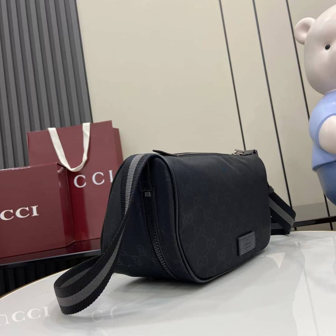 Gucci Mens GG Small Black Shoulder Bag 449182_2_161018 Gucci Mens GG Small Black Shoulder Bag 449182