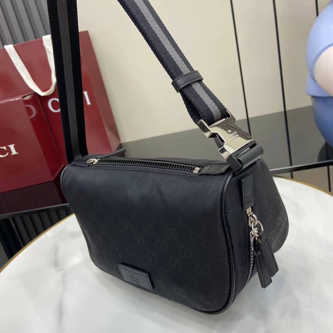 Gucci Mens GG Small Black Shoulder Bag 449182_3_161018 Gucci Mens GG Small Black Shoulder Bag 449182