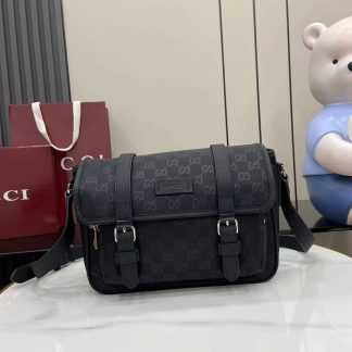 Gucci Mens GG Small Black Messenger Bag 510335