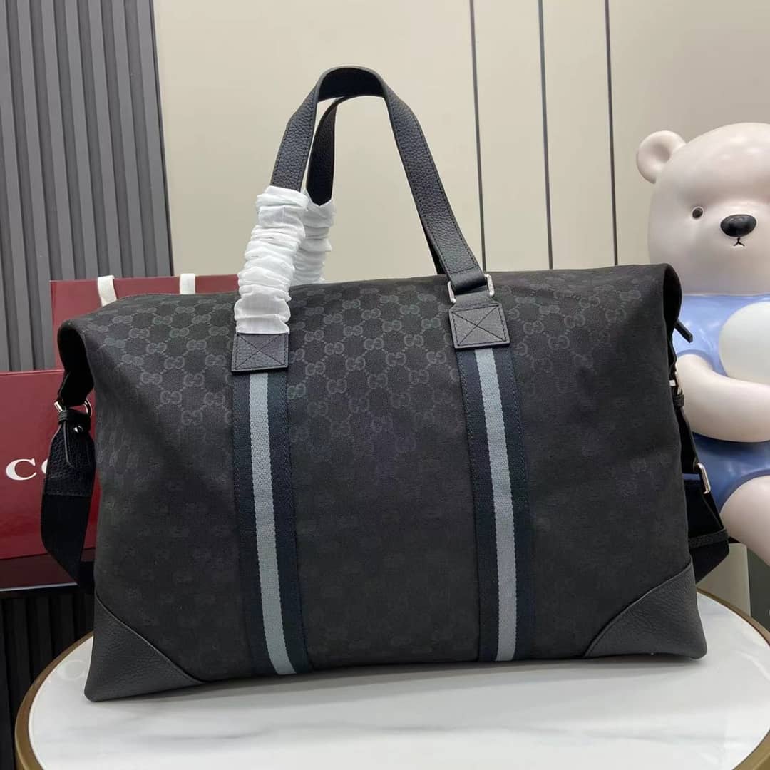 Gucci Mens GG Large Black Duffle Bag 449180_1_161038 Gucci Mens GG Large Black Duffle Bag 449180