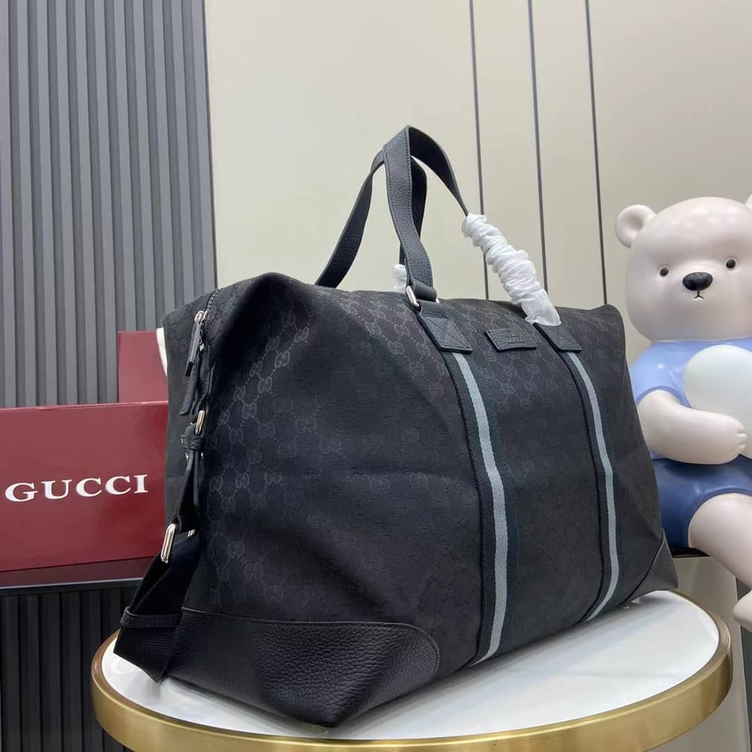 Gucci Mens GG Large Black Duffle Bag 449180_2_161038 Gucci Mens GG Large Black Duffle Bag 449180