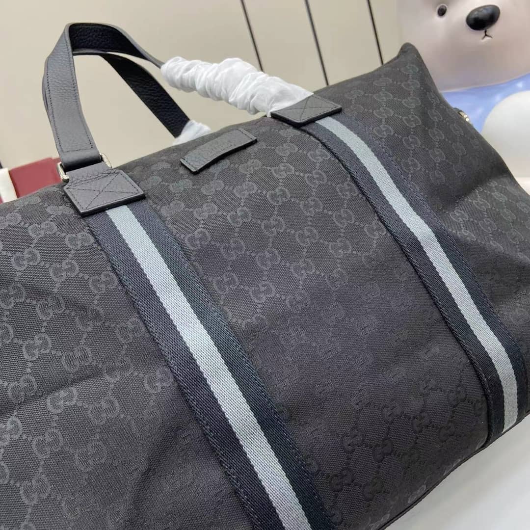 Gucci Mens GG Large Black Duffle Bag 449180_3_161038 Gucci Mens GG Large Black Duffle Bag 449180