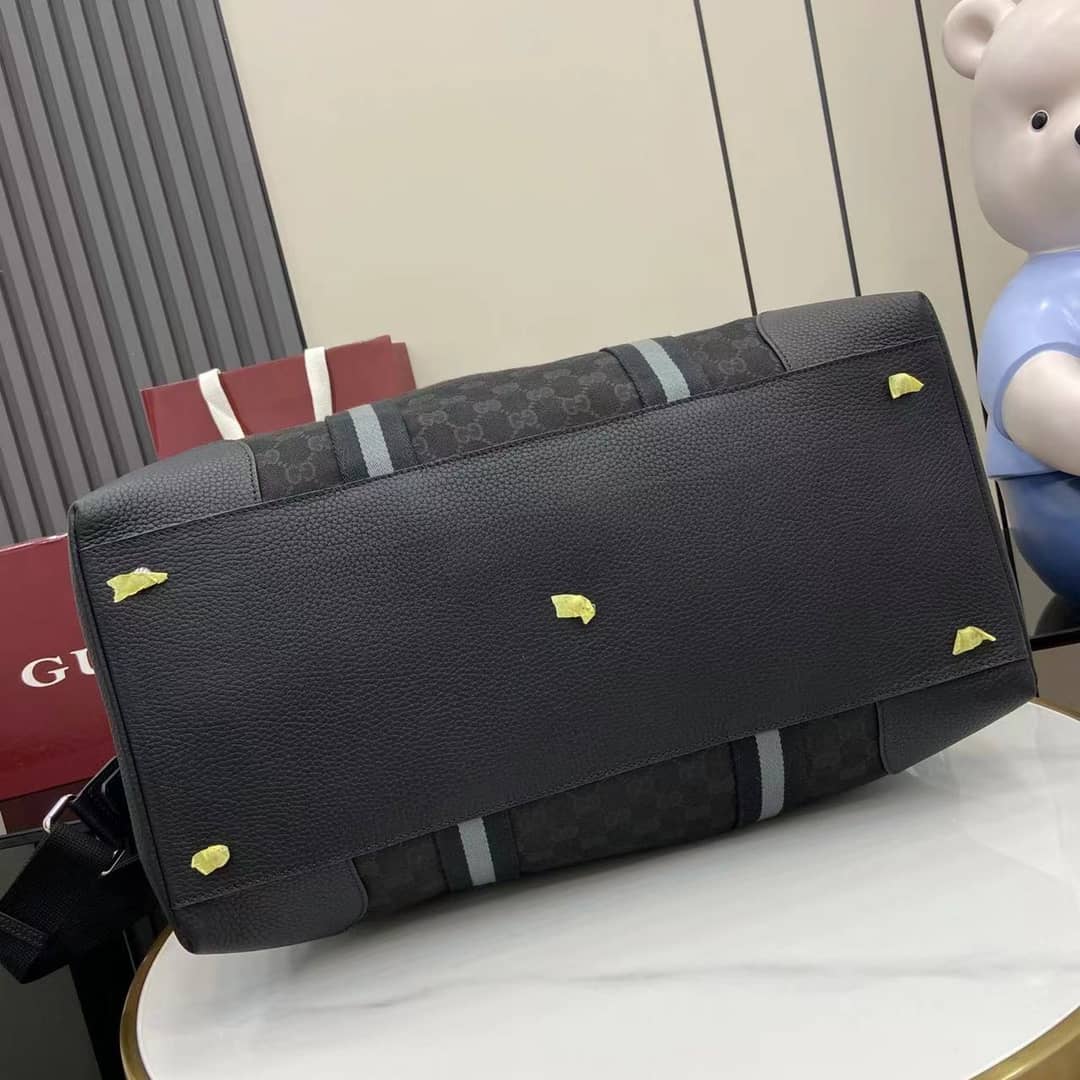 Gucci Mens GG Large Black Duffle Bag 449180_6_161038 Gucci Mens GG Large Black Duffle Bag 449180