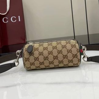 Gucci Mens GG Mini Beige Cylinder Crossbody Bag