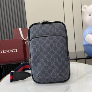 Gucci Mens GG Supreme Small Black Sling Bag