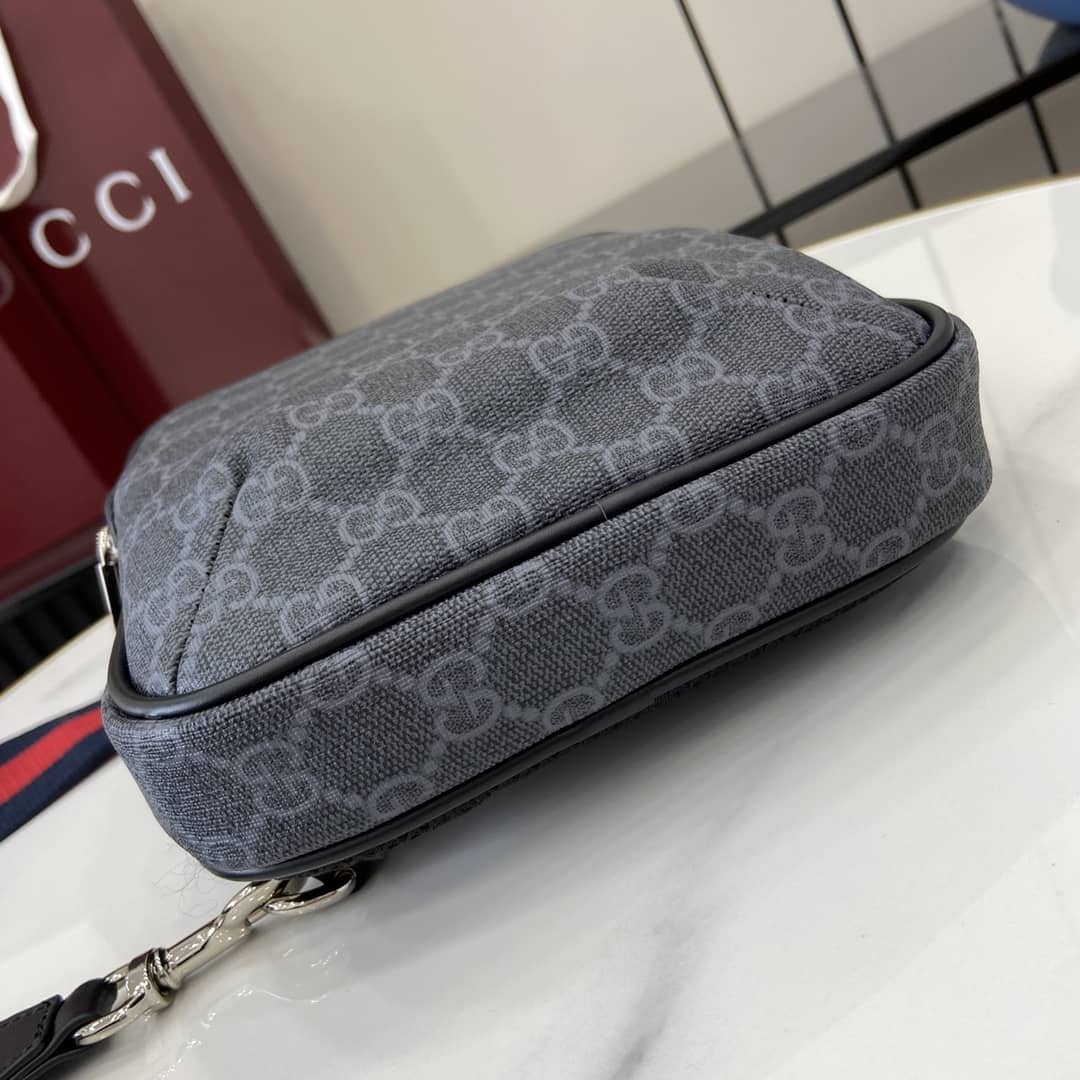 Gucci Mens GG Supreme Small Black Sling Bag_2_161098 Gucci Mens GG Supreme Small Black Sling Bag