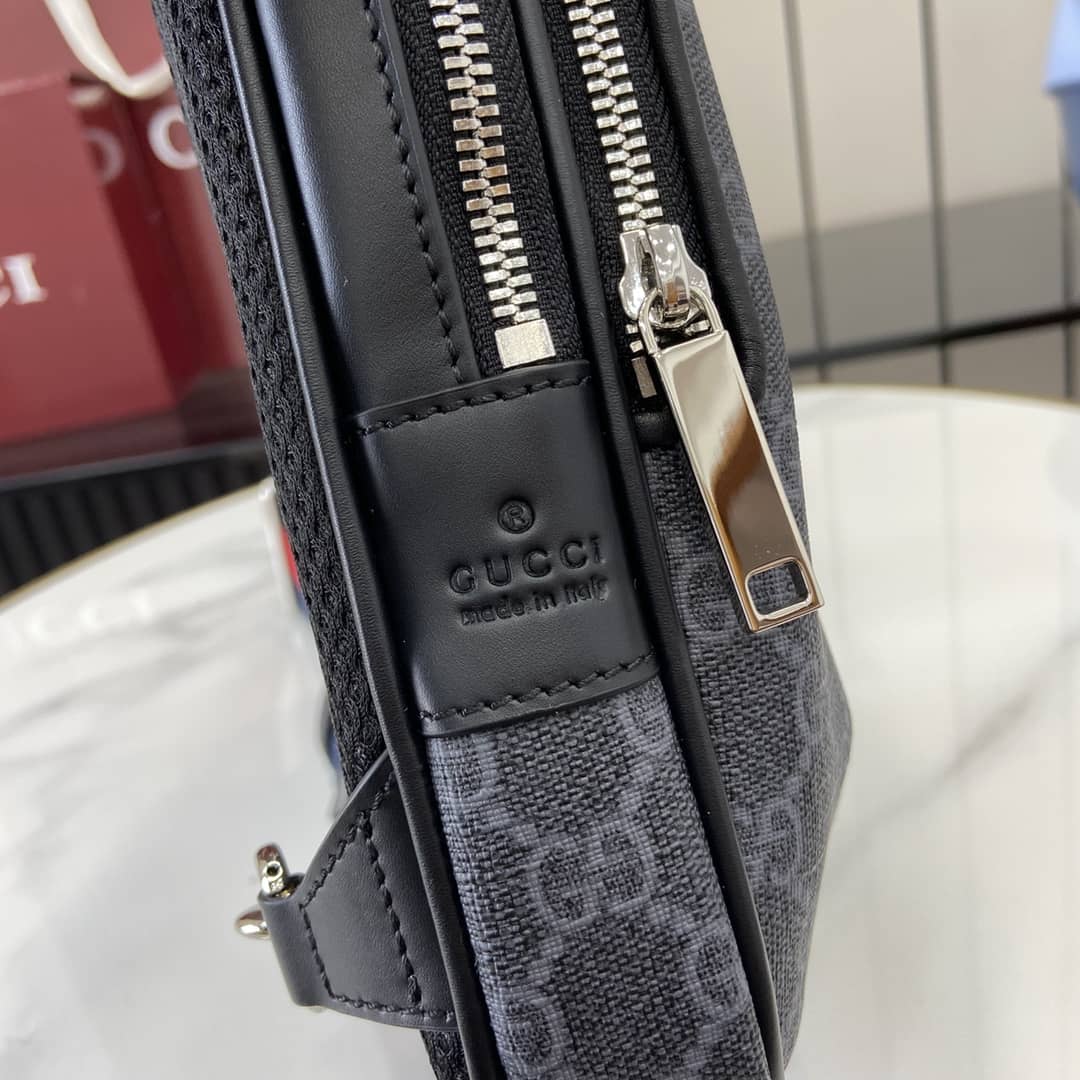 Gucci Mens GG Supreme Small Black Sling Bag_4_161098 Gucci Mens GG Supreme Small Black Sling Bag