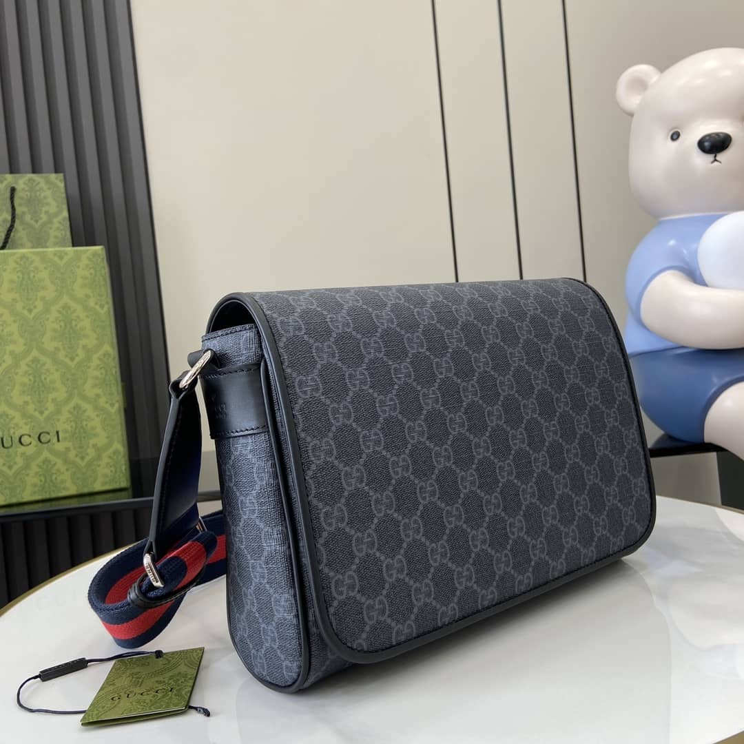 Gucci Mens Supreme Medium Black Crossbody Bag_1_161178 Gucci Mens Supreme Medium Black Crossbody Bag