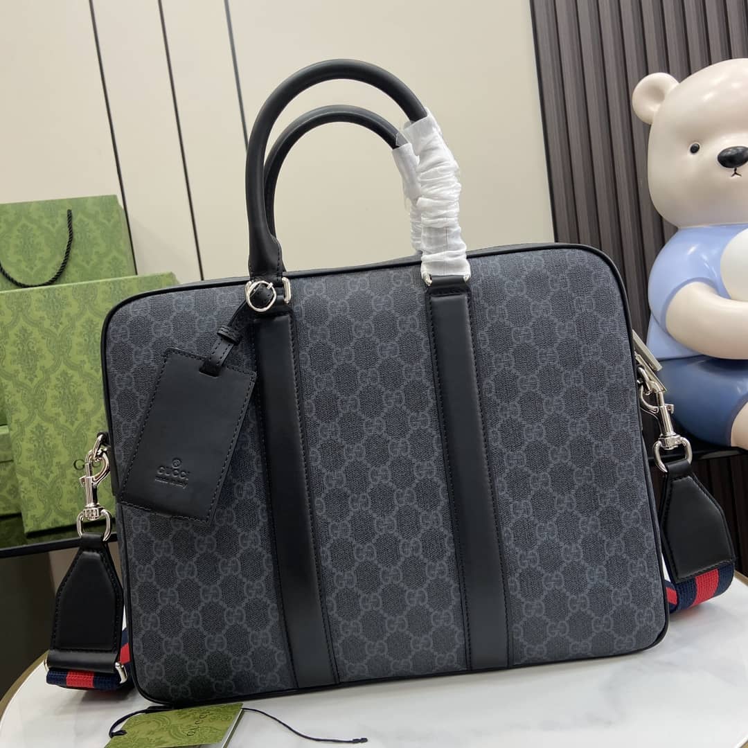 Gucci Mens Supreme Medium Black Briefcase 792077_10_161208 Gucci Mens Supreme Medium Black Briefcase 792077