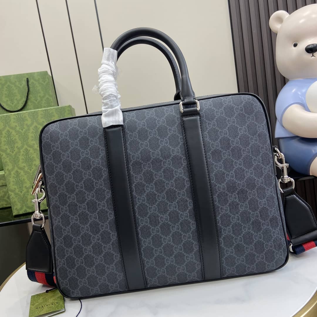 Gucci Mens Supreme Medium Black Briefcase 792077_1_161208 Gucci Mens Supreme Medium Black Briefcase 792077