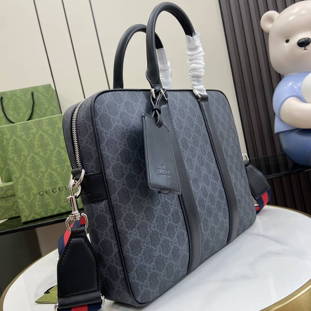 Gucci Mens Supreme Medium Black Briefcase 792077_2_161208 Gucci Mens Supreme Medium Black Briefcase 792077