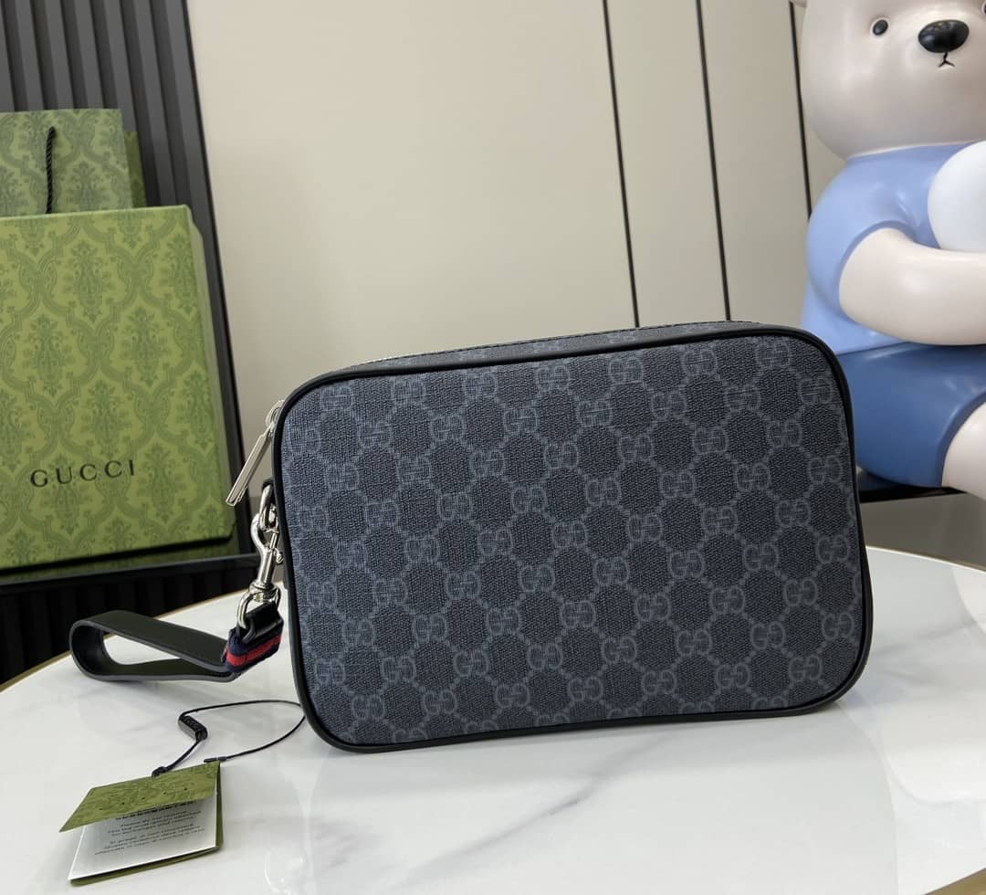 Gucci Mens Supreme Small Black Pouch 792096_10_161218 Gucci Mens Supreme Small Black Pouch 792096