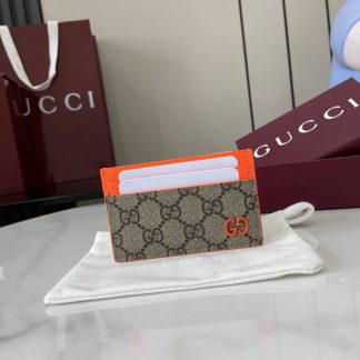 Gucci Mens Supreme Beige Orange Card Case 768248