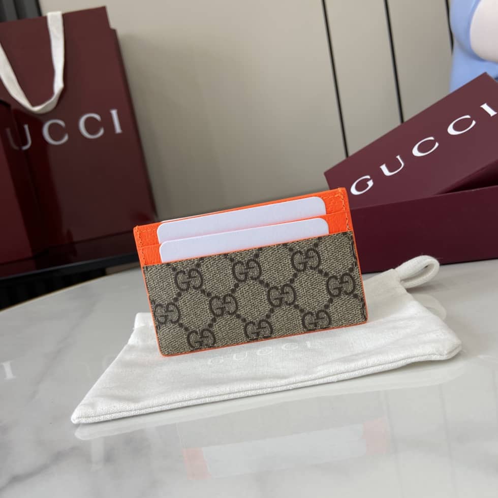 Gucci Mens Supreme Beige Orange Card Case 768248_2_161408 Gucci Mens Supreme Beige Orange Card Case 768248