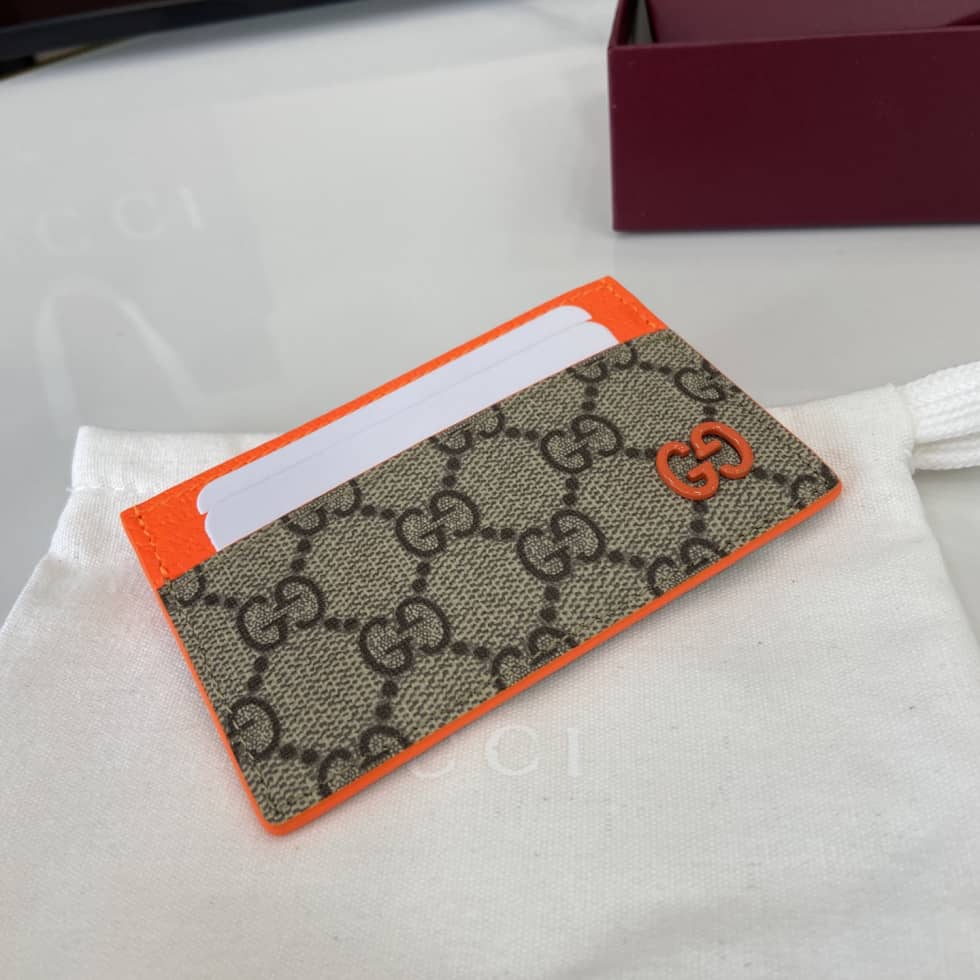 Gucci Mens Supreme Beige Orange Card Case 768248_3_161408 Gucci Mens Supreme Beige Orange Card Case 768248