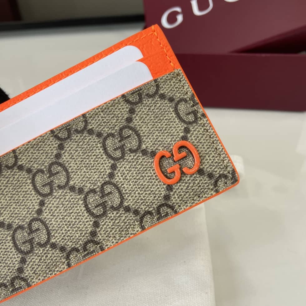 Gucci Mens Supreme Beige Orange Card Case 768248_4_161408 Gucci Mens Supreme Beige Orange Card Case 768248