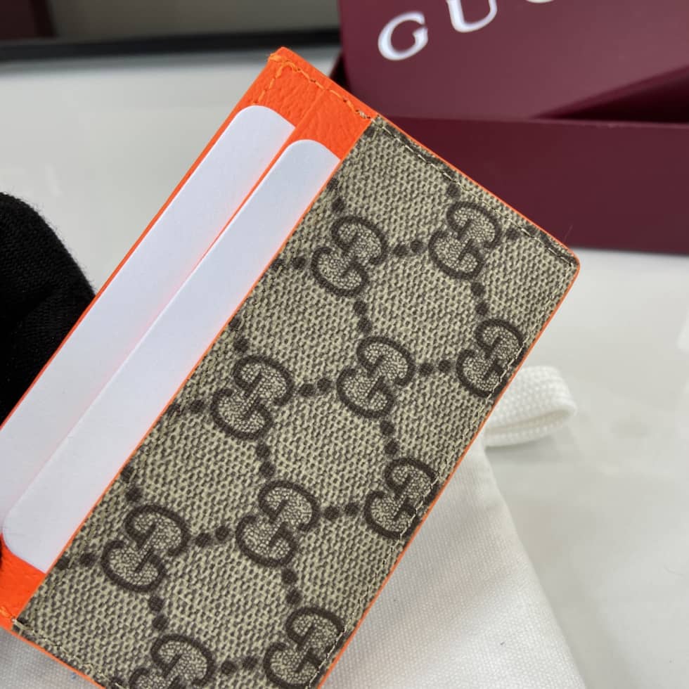 Gucci Mens Supreme Beige Orange Card Case 768248_5_161408 Gucci Mens Supreme Beige Orange Card Case 768248