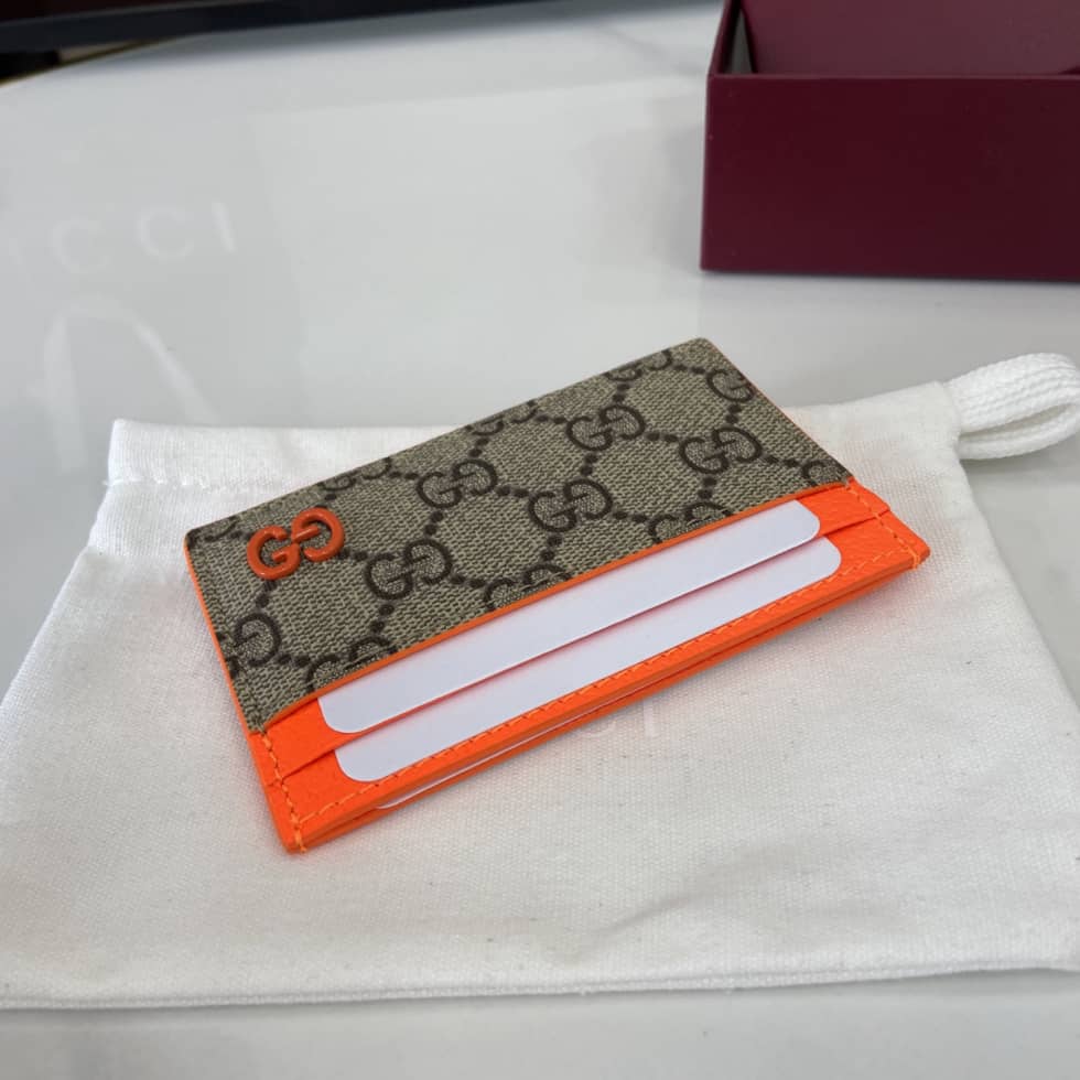 Gucci Mens Supreme Beige Orange Card Case 768248_6_161408 Gucci Mens Supreme Beige Orange Card Case 768248