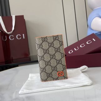 Gucci Mens Supreme Beige Orange Long Card Case