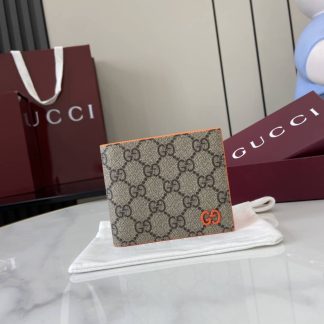 Gucci Mens Supreme Beige Orange Bi-Fold Wallet