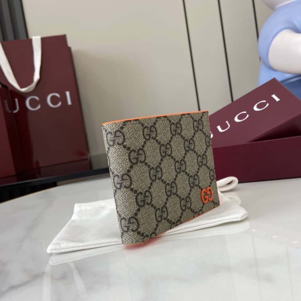 Gucci Mens Supreme Beige Orange Bi-Fold Wallet_1_161428 Gucci Mens Supreme Beige Orange Bi-Fold Wallet