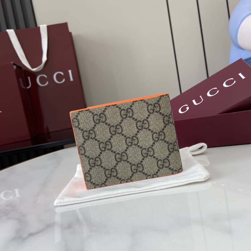 Gucci Mens Supreme Beige Orange Bi-Fold Wallet_2_161428 Gucci Mens Supreme Beige Orange Bi-Fold Wallet