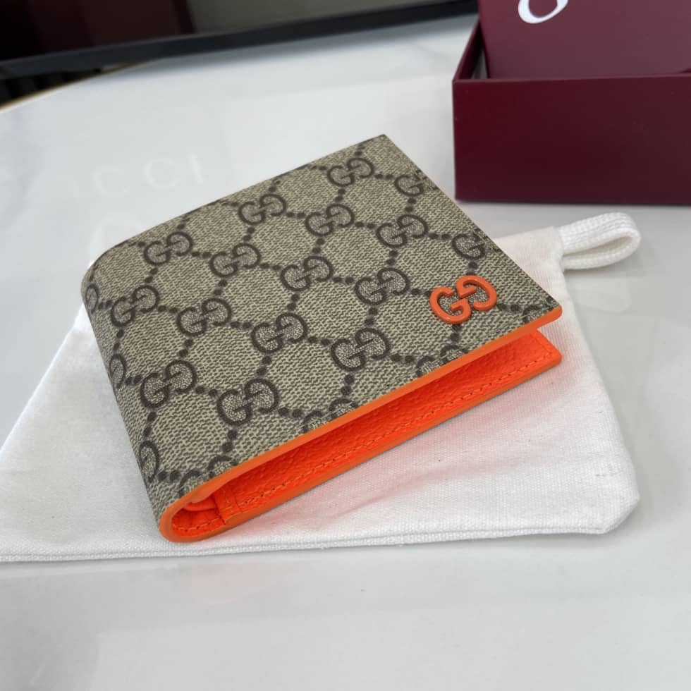 Gucci Mens Supreme Beige Orange Bi-Fold Wallet_3_161428 Gucci Mens Supreme Beige Orange Bi-Fold Wallet