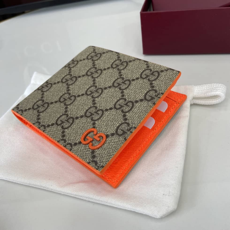 Gucci Mens Supreme Beige Orange Bi-Fold Wallet_4_161428 Gucci Mens Supreme Beige Orange Bi-Fold Wallet