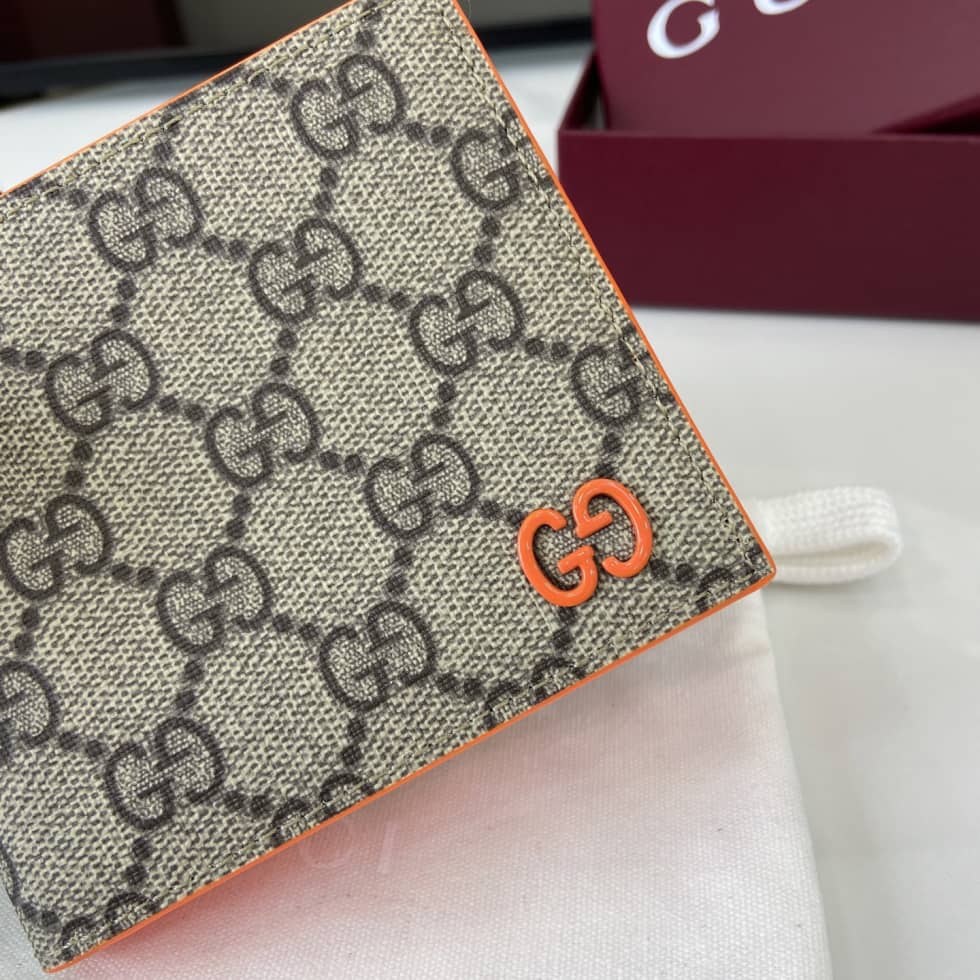 Gucci Mens Supreme Beige Orange Bi-Fold Wallet_5_161428 Gucci Mens Supreme Beige Orange Bi-Fold Wallet