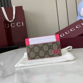 Gucci Mens Supreme Beige Pink Card Case 768248