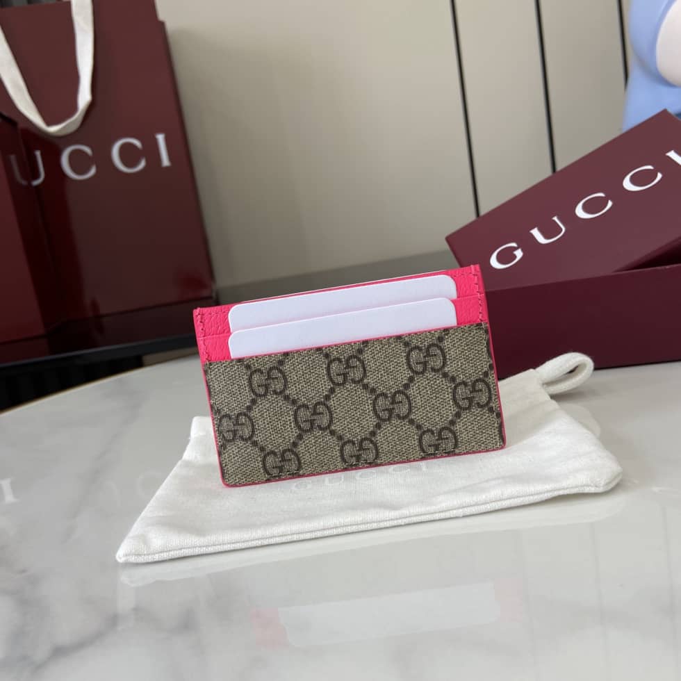 Gucci Mens Supreme Beige Pink Card Case 768248_2_161438 Gucci Mens Supreme Beige Pink Card Case 768248
