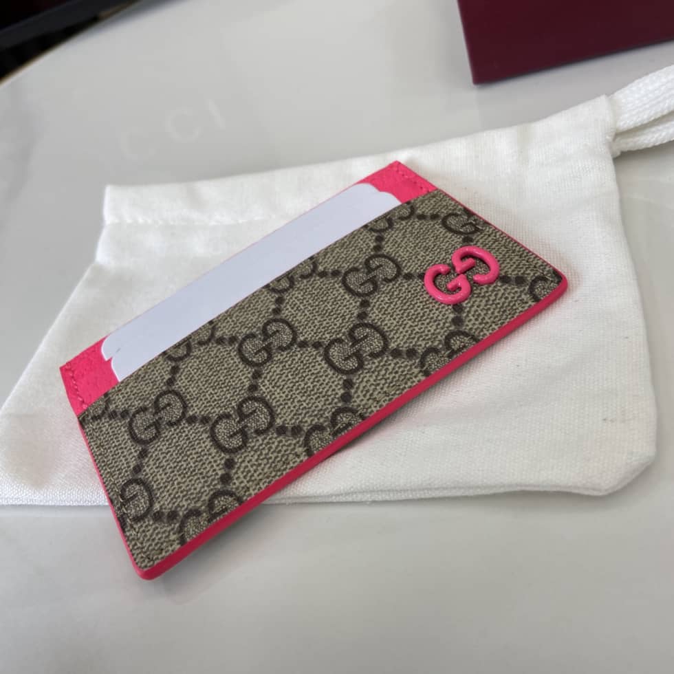 Gucci Mens Supreme Beige Pink Card Case 768248_3_161438 Gucci Mens Supreme Beige Pink Card Case 768248