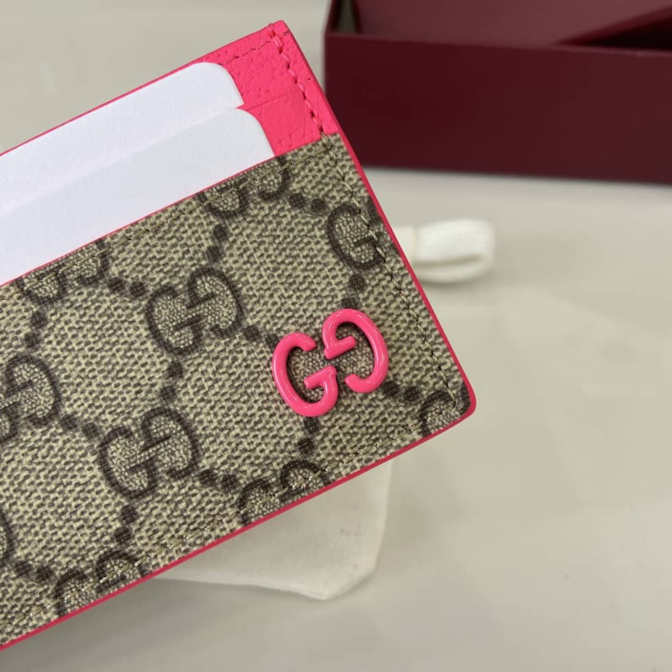 Gucci Mens Supreme Beige Pink Card Case 768248_4_161438 Gucci Mens Supreme Beige Pink Card Case 768248