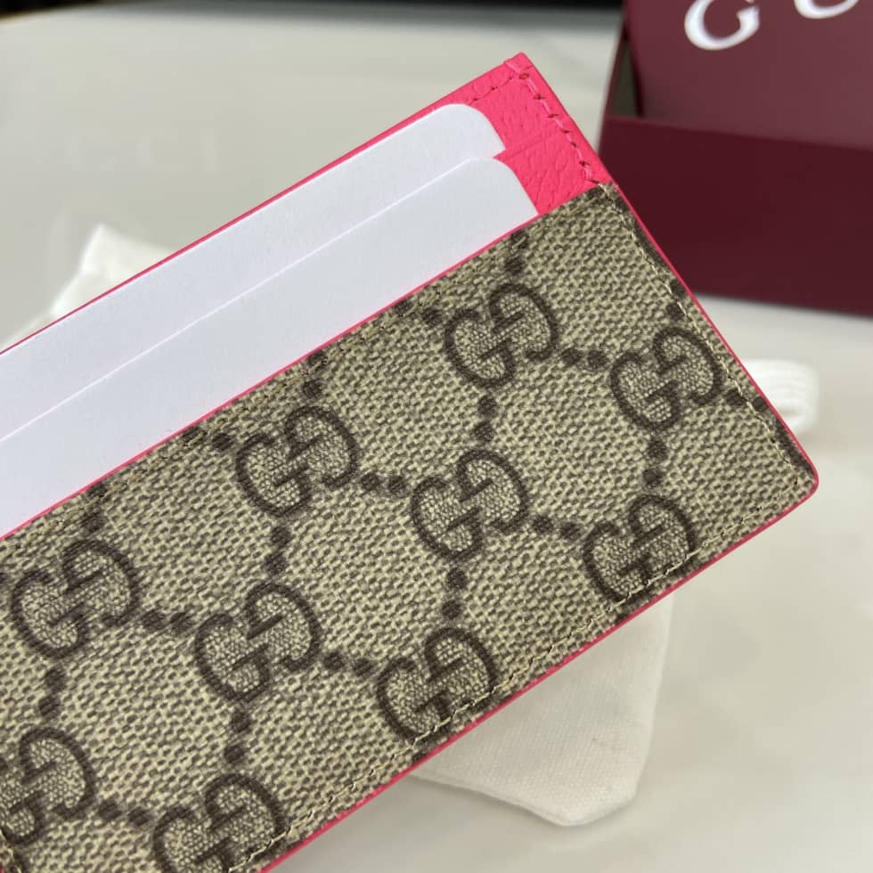 Gucci Mens Supreme Beige Pink Card Case 768248_5_161438 Gucci Mens Supreme Beige Pink Card Case 768248