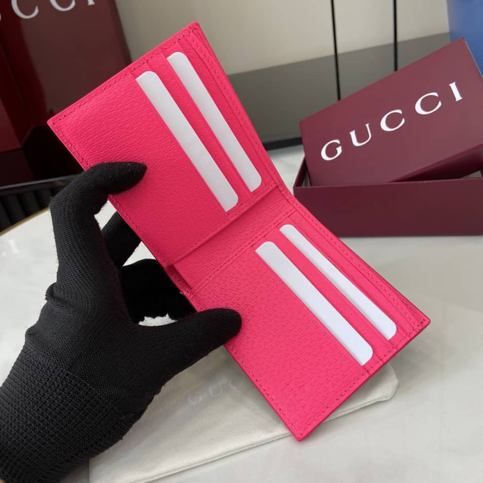 Gucci Bifold GG Supreme Small Brown Pink Wallet_6_161458 Gucci Bifold GG Supreme Small Brown Pink Wallet
