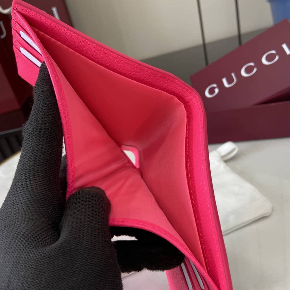 Gucci Bifold GG Supreme Small Brown Pink Wallet_7_161458 Gucci Bifold GG Supreme Small Brown Pink Wallet