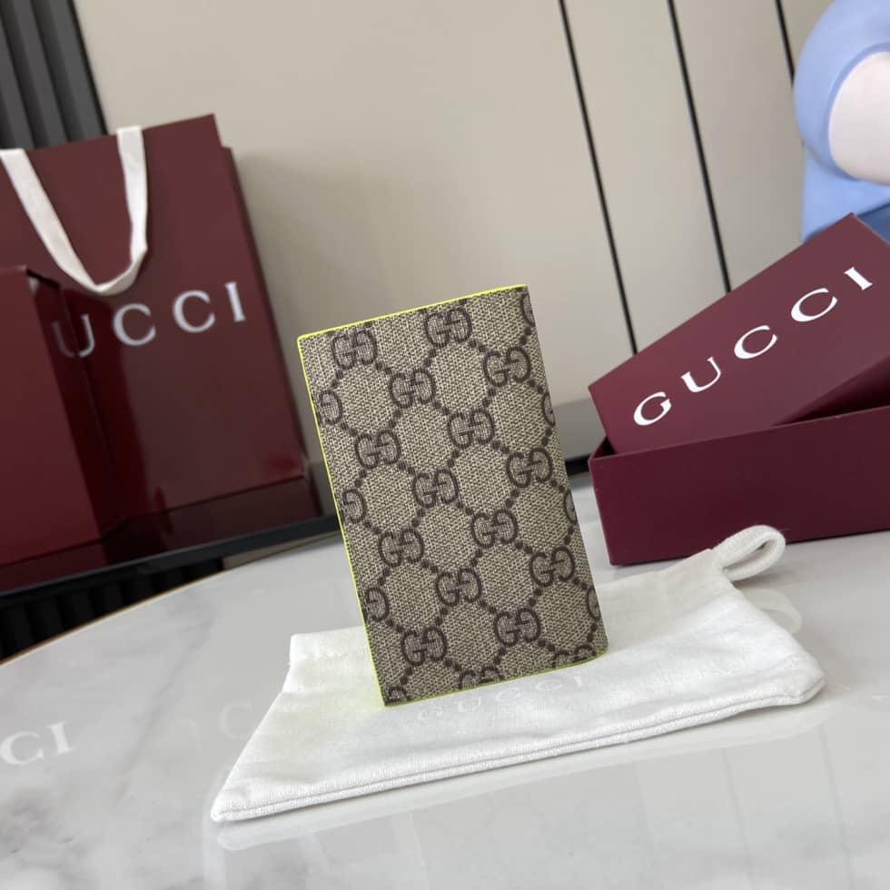 Gucci GG Supreme Small Brown Green Card Case_1_161488 Gucci GG Supreme Small Brown Green Card Case