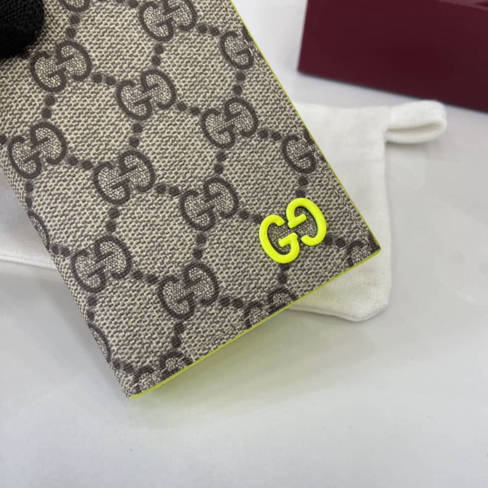 Gucci GG Supreme Small Brown Green Card Case_4_161488 Gucci GG Supreme Small Brown Green Card Case