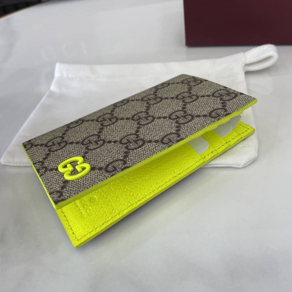 Gucci GG Supreme Small Brown Green Card Case_5_161488 Gucci GG Supreme Small Brown Green Card Case