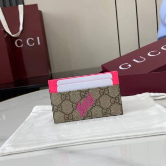 Gucci GG Small Brown Pink Card Case 835322