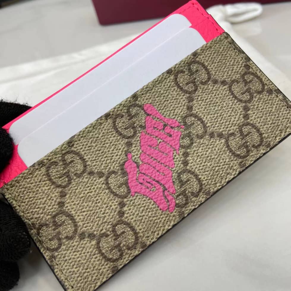 Gucci GG Small Brown Pink Card Case 835322_5_161517 Gucci GG Small Brown Pink Card Case 835322