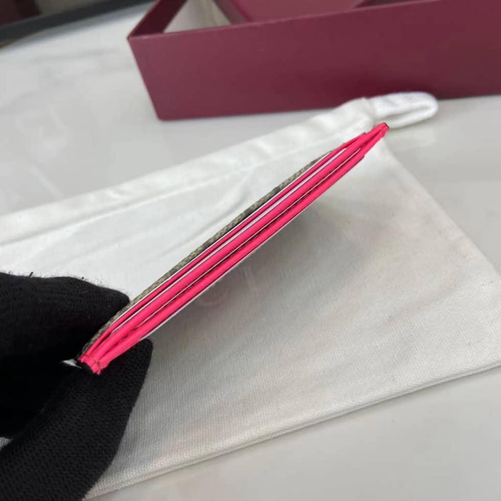 Gucci GG Small Brown Pink Card Case 835322_6_161517 Gucci GG Small Brown Pink Card Case 835322