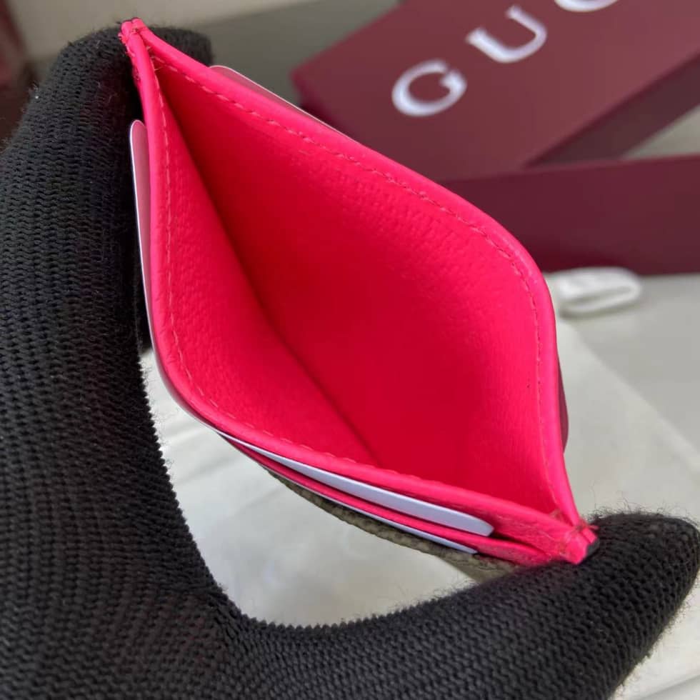 Gucci GG Small Brown Pink Card Case 835322_7_161517 Gucci GG Small Brown Pink Card Case 835322