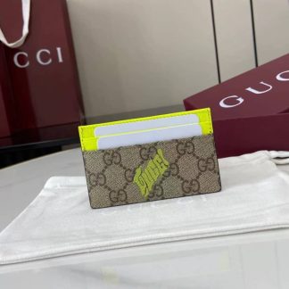 Gucci GG Small Brown Green Card Case 835322